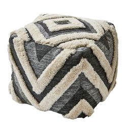 Tonal Tufted Outdoor Pouf, 16"x16"x16", Gray