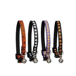 Halloween cat collar puppy collar pet supplies (Color: Pumpkin, size: S 1.0*28cm)