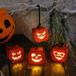 Halloween pumpkin lights portable night light ghost festival luminous lantern decoration Halloween party props (select: AA1-35)